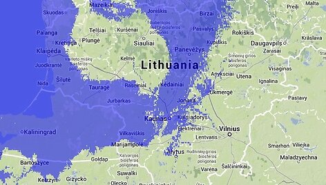 Taip atrodytų Lietuva jūros lygiui pakilus 80 metrų