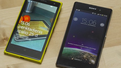 Telefonai „Nokia Lumia 1020“ ir „Sony Xperia Z1“