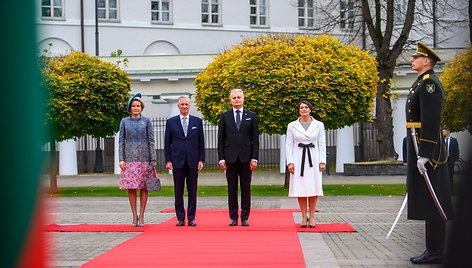 Belgijos karalius Pilypas ir karalienė Matilda susitiko su prezidentu Gitanu Nausėda ir Diana Nausėdiene