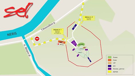 SEL koncerto Kalnų parke teritorijos planas