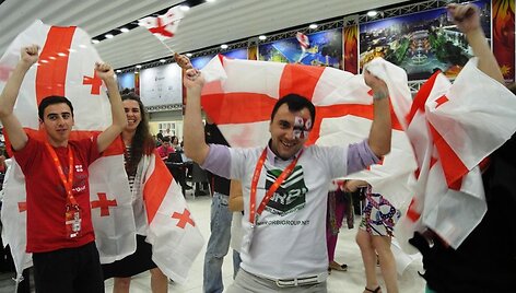 Antrojo pusfinalio vaizdai i&scaron; žiniasklaidos centro Baku