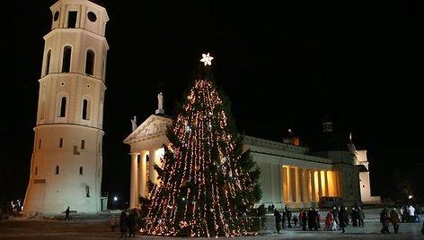 Kalėdų eglė Katedros aikštėje