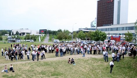Prie&scaron;gaisrinių pratybų akimirka