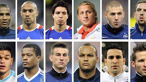 Prancūzijos rinktinės žvaigždės &ndash; Florentas Malouda, Gaelis Clichy, Samiras Nasri, Philippe'as Mexesas, Karimas Benzema, Franckas Ribery, Hatemas Ben Arfa, Patrice'as Evra, Laurentas Koscielny, Younesas Kaboulas, Adilis Rami ir Yohanas Cabaye.