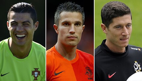 Cristiano Ronaldo, Robinas van Persie ir Robertas Lewandowskis.