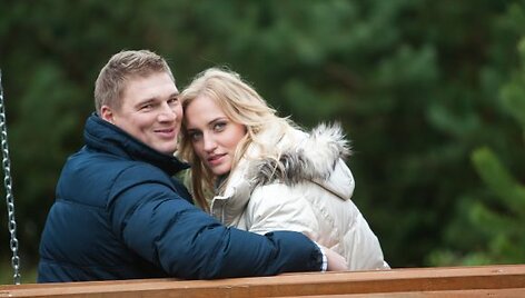 Rolandas Džiauk&scaron;tas su žmona Simona