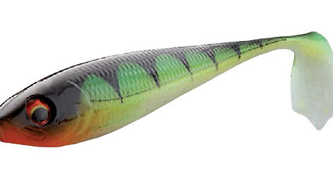  &bdquo;Daiwa Tournament DuckFin Shad&ldquo; (9 cm) guminukas, pasižymi unikaliu žaismu, kurį užtikrina ančiuko kojos formos uodegos mentė