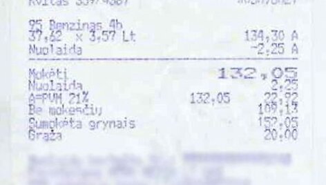 &bdquo;Lukoil&ldquo; degalinės sąskaita