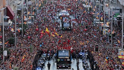 Ispanijos futbolo rinktinės sutiktuvės Madride