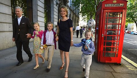 Belgijos princesė Mathilde ir princas Philippe'as su vaikais Londone