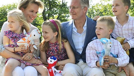 Belgijos princesė Mathilde ir princas Philippe'as su vaikais Londone