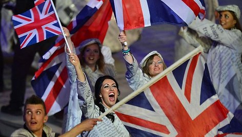 Londono olimpinių žaidynių uždarymo ceremonijos akimirka