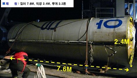 &Scaron;iaurės Korėjos &bdquo;Unha-3&ldquo; raketos dalis