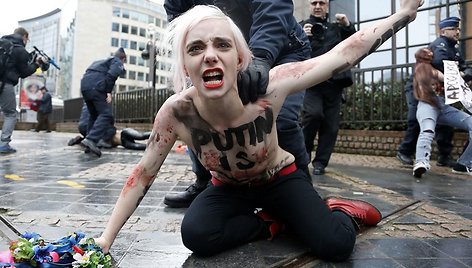 „Femen“ aktyvisčių protestas Briuselyje