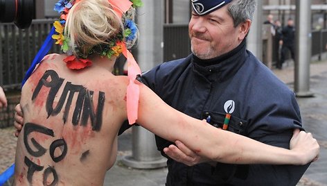 „Femen“ aktyvisčių protestas Briuselyje