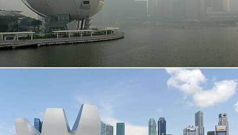 Singapūras 2013 metų birželio 20 d. (vir&scaron;uje) ir 2013 metų balandžio mėnesį (apačioje)