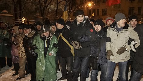 Vitalijus Klyčko su protestuotojais Kijeve