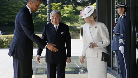 JAV prezidentas Barackas Obama su Japonijos imperatoriumi Akihito ir imperatore Michiko