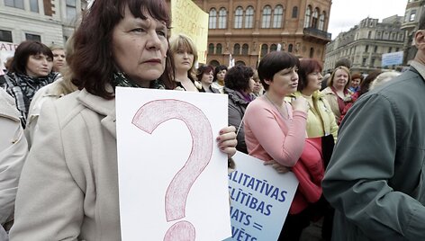 Mokytojų protestas Rygoje