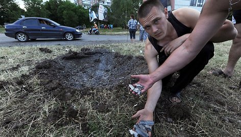 Artilerijos sviedinio sprogimo vieta Slovjanske