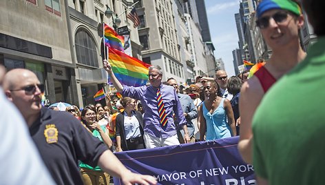 Niujorko meras Billas de Blasio gėjų parade