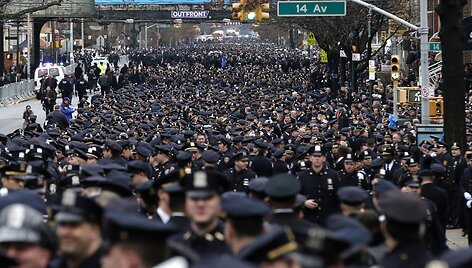 Policininko laidotuvių ceremonija Niujorke