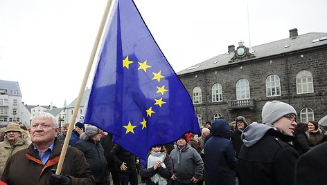 Protestuotojai Reikjavike