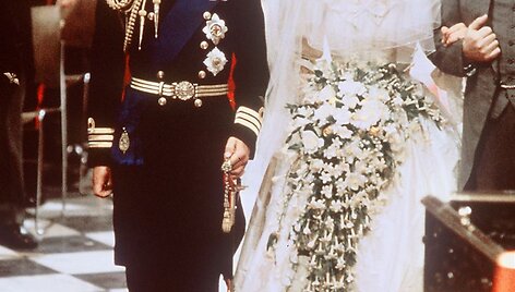 Britanijos princas Charlesas ir Diana vestuvių dieną