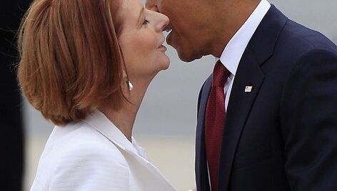 Australijos ministrė pirmininkė Julia Gillard ir JAV prezidentas Barackas Obama