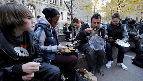 Padėkos dieną dienos šventimas Zuccotti parke