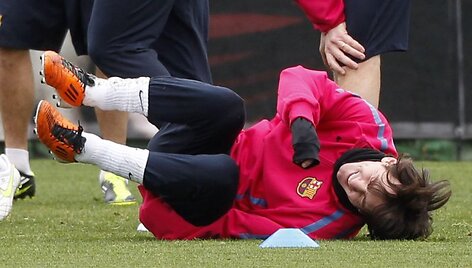 Treniruotėje Messi nestokojo geros nuotaikos.