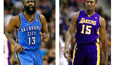 Jamesas Hardenas (kairėje) ir Metta World Peace