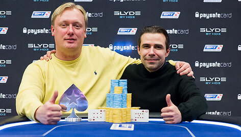 L.Petru&scaron;kevičius (kairėje) ir A.Babičius / PokerStarsBlog.com nuotr.