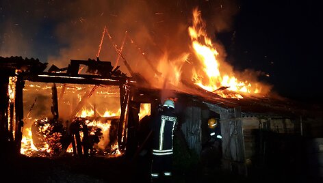 Sudegė daugiavaikės &scaron;eimos prižiūrimas ūkinis pastatas