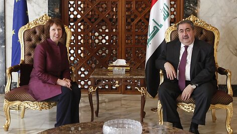 ES užsienio politikos vadovė Catherine Ashton ir Irano užsienio reikalų ministras Hoshiyaras Zebari Bagdade