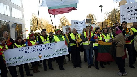 Baltijos šalių ūkininkų protestas Briuselyje