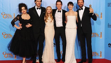 Helena Bonham Carter, Sacha Baronas Cohenas, Amanda Seyfried, Eddie Redmayne'as, Anne Hathaway ir Hugh Jackmanas