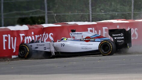 Felipe Massos ir Sergio Perezo avarija Kanados F-1 lenktynėse
