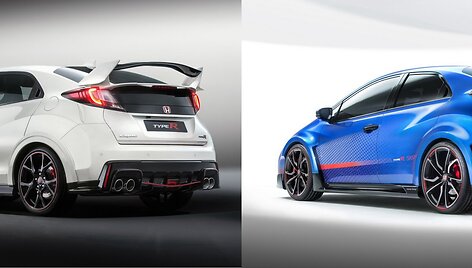 &bdquo;Honda Civic Type-R&ldquo;: serijinis modelis (kairėje) prie&scaron; konceptą (de&scaron;inėje)