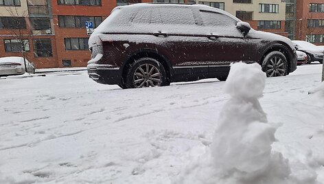 Vilniečiai turėjo darbo valydami nuo sniego automobilius