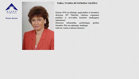 Taip Ramutė Vaznonienė prisistato &bdquo;Darbo partijos&ldquo; svetainėje 