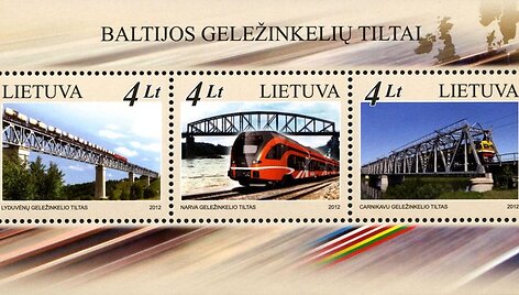 Lietuvos, Latvijos ir Estijos i&scaron;leistas pa&scaron;to ženklų blokas &bdquo;Baltijos geležinkelio tiltai&ldquo;