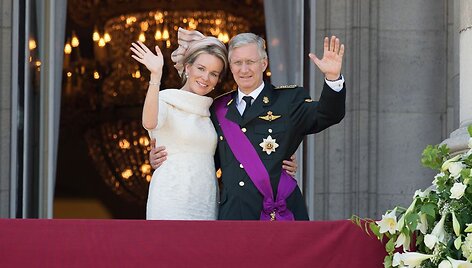 Belgijos karalius Philippe'as su žmona Mathilde