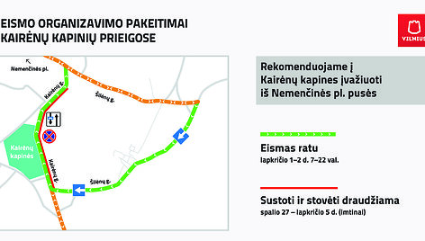 Eismo organizavimas Kairėnų kapinių prieigose