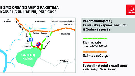 Eismo organizavimas Karveli&scaron;kių kapinių prieigose