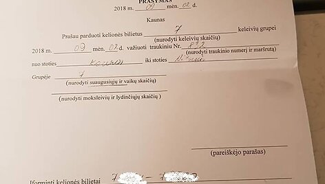 Pra&scaron;ymas &bdquo;Lietuvos geležinkeliams&ldquo;