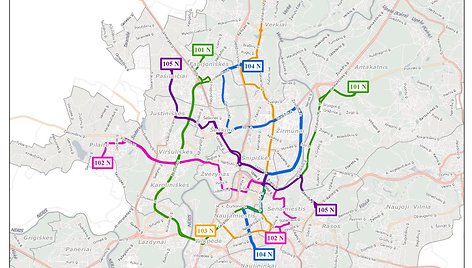 Bendra naktinių autobusų schema