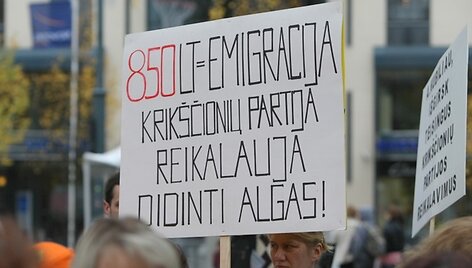 Profsąjungų protesto akimirka