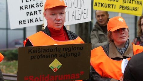 Profsąjungų protesto akimirka