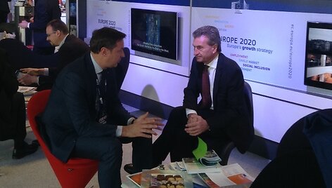 Vilniaus meras Artūras Zuokas ir ES energetikos komisaras Guntheris Oettingeris
